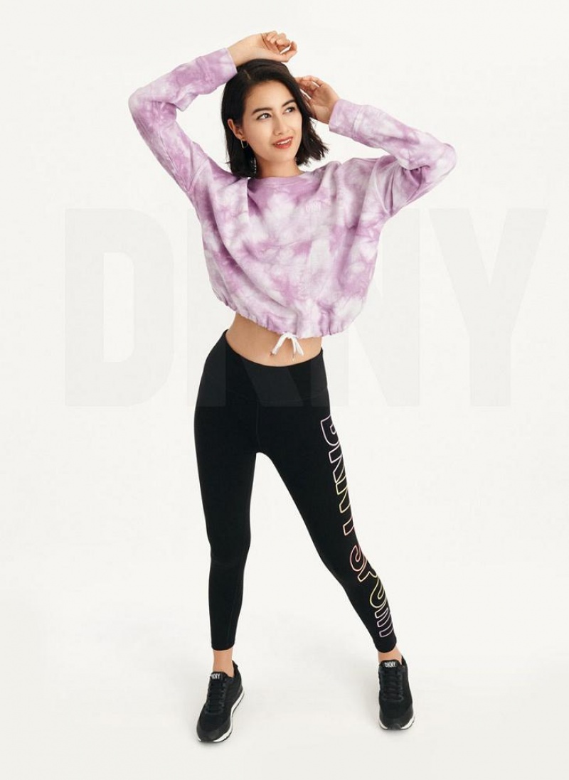 Purple Women's DKNY Tie Dye Crew Neck Pullover With Tie Sweatshirts | Australia-D0114