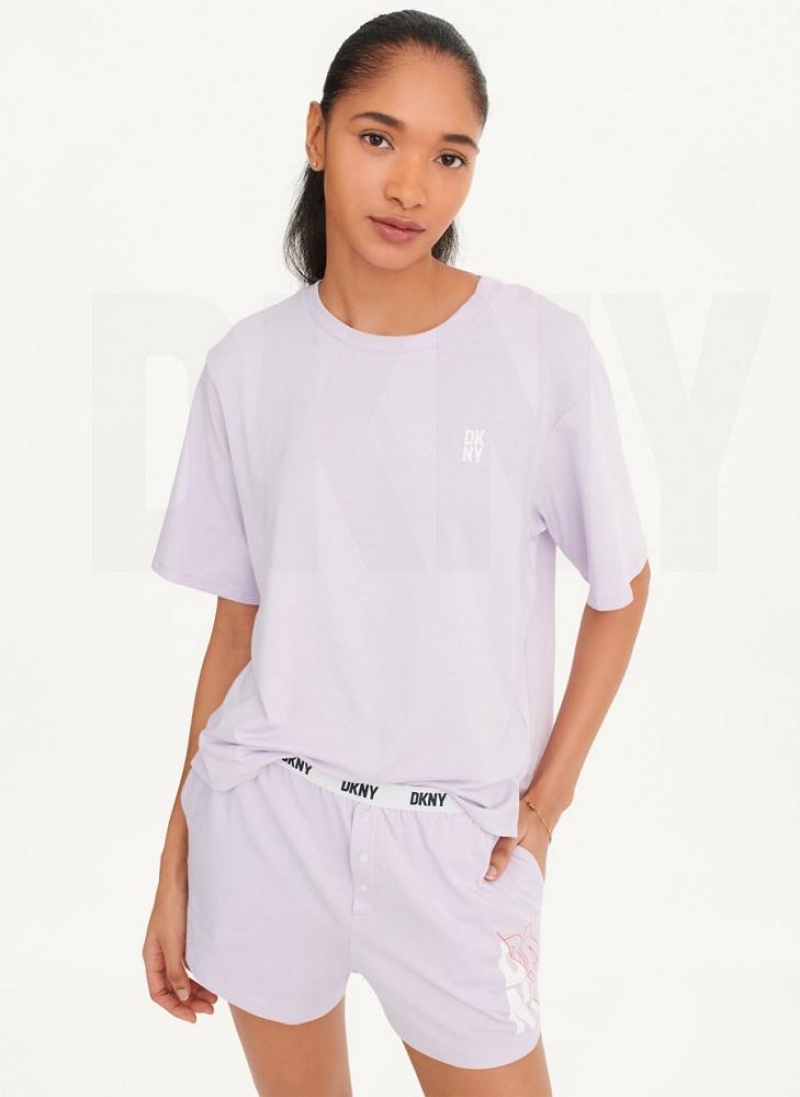 Purple Women\'s DKNY Top & Boxer Sleep Set Pajamas | Australia-D0247