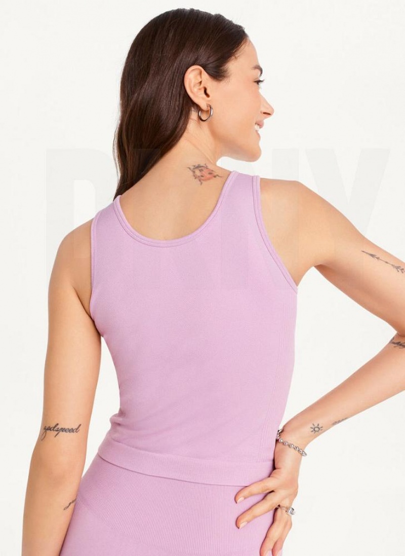 Purple Women's DKNY Twill Seamless Scoop Neck Tank Tops | Australia-D0313