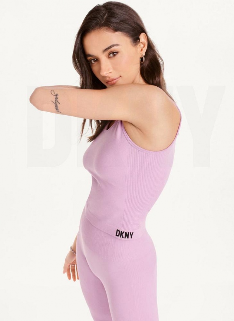 Purple Women's DKNY Twill Seamless Scoop Neck Tank Tops | Australia-D0313