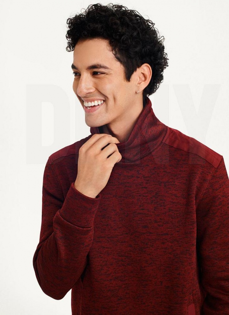Red Men's DKNY Funnel Neck Pullover Sweatshirts | Australia-D1498