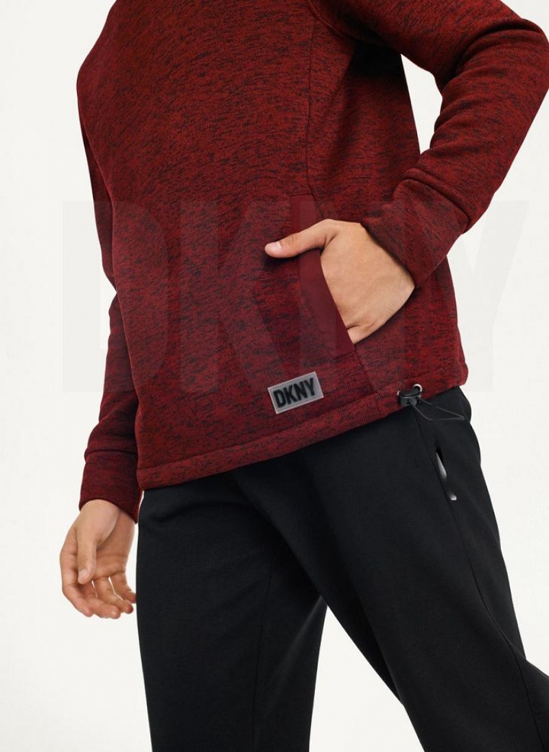 Red Men's DKNY Funnel Neck Pullover Sweatshirts | Australia-D1498