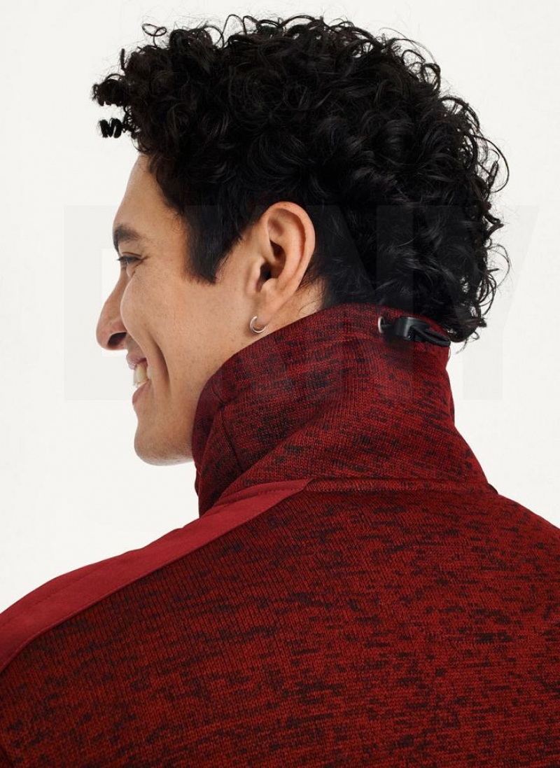 Red Men's DKNY Funnel Neck Pullover Sweatshirts | Australia-D1498