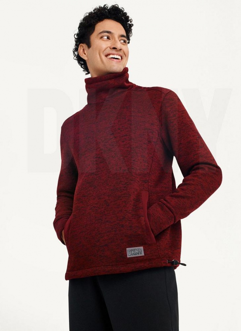 Red Men\'s DKNY Funnel Neck Pullover Sweatshirts | Australia-D1498