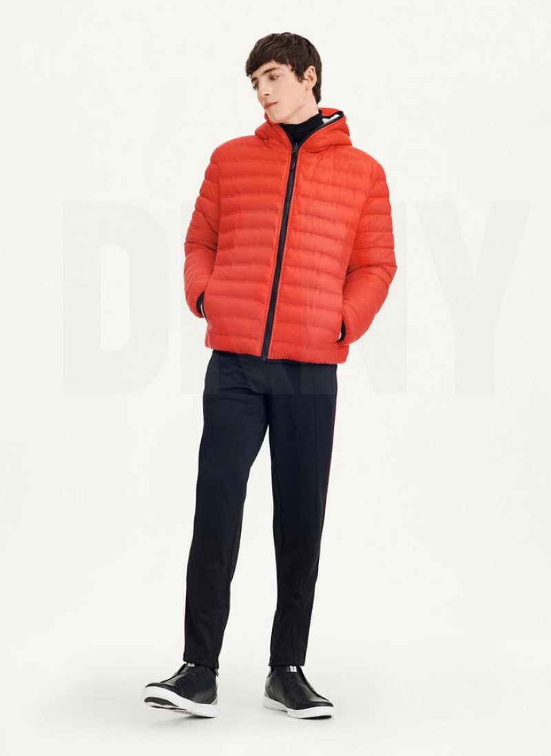 Red Men's DKNY Quilted Reversible Sherpa Jackets | Australia-D0551