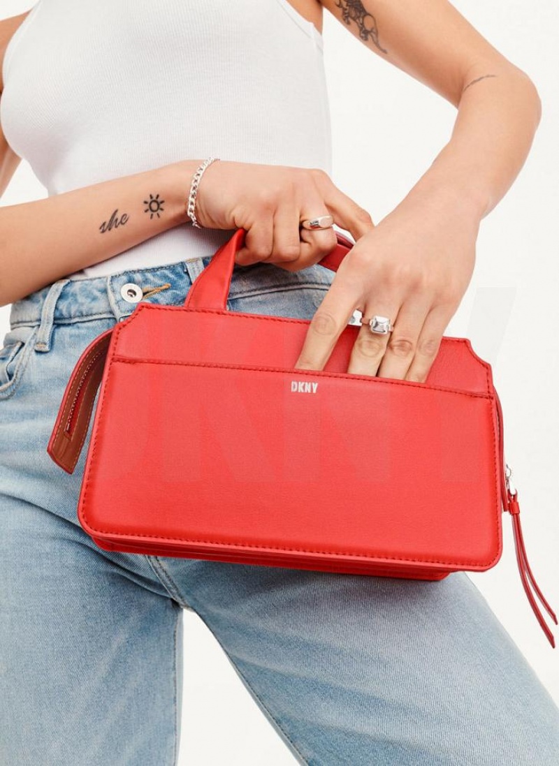 Red Women's DKNY Buckle Crossbody Bags | Australia-D0888