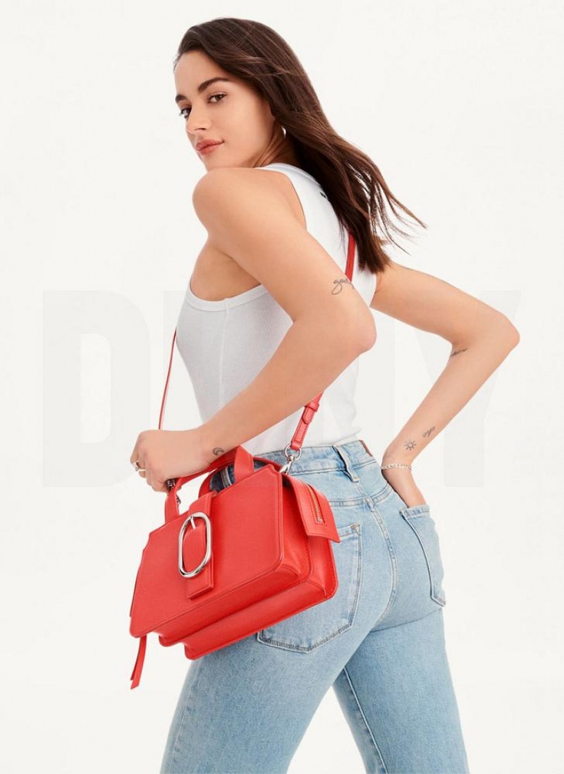 Red Women's DKNY Buckle Crossbody Bags | Australia-D0888