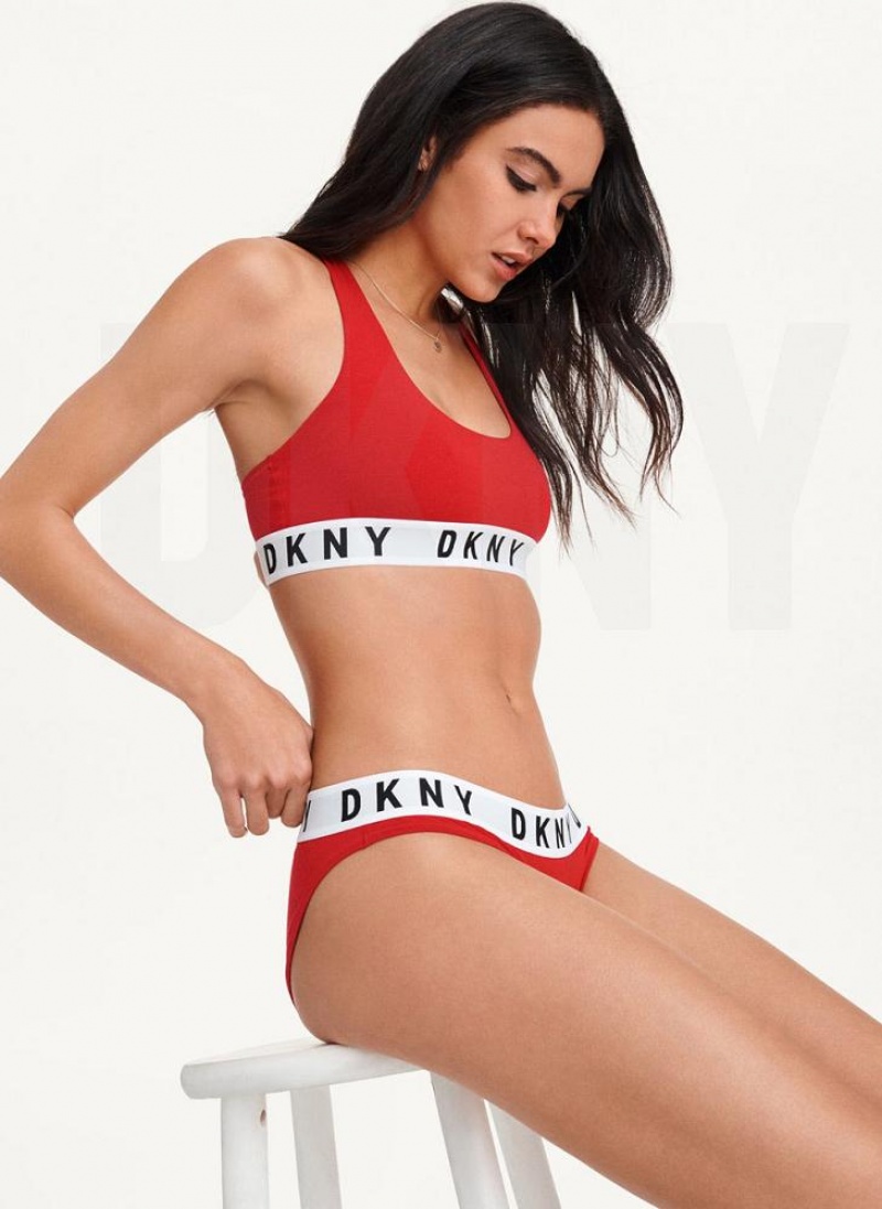 Red Women's DKNY Cozy Boyfriend Bikini Panties | Australia-D1321