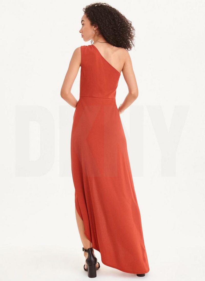 Red Women's DKNY Crisp Knit Dresses | Australia-D0217