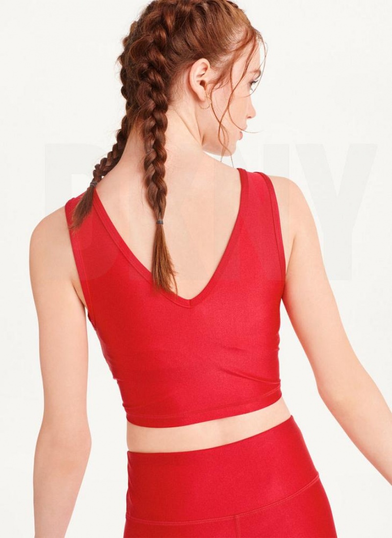 Red Women's DKNY Cropped Tank Tops | Australia-D0901