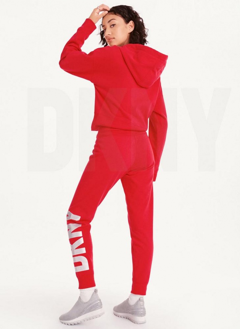 Red Women's DKNY Exploded Logo Joggers | Australia-D0211