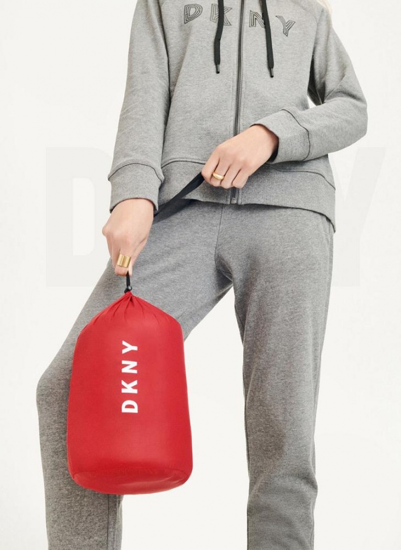 Red Women's DKNY Packable Puffer Jacket | Australia-D0327