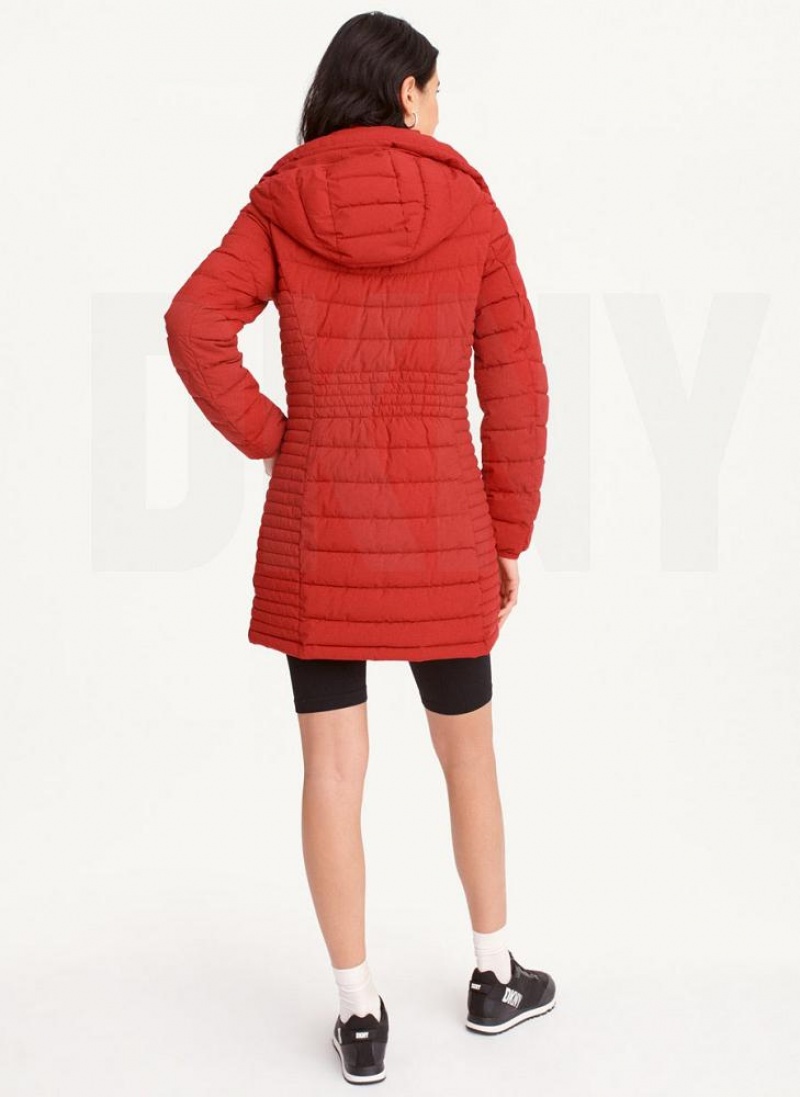 Red Women's DKNY Packable Vestie Walker Coats | Australia-D1336
