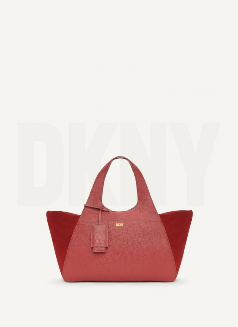 Red Women's DKNY The Medium Effortless Tote Bags | Australia-D1593