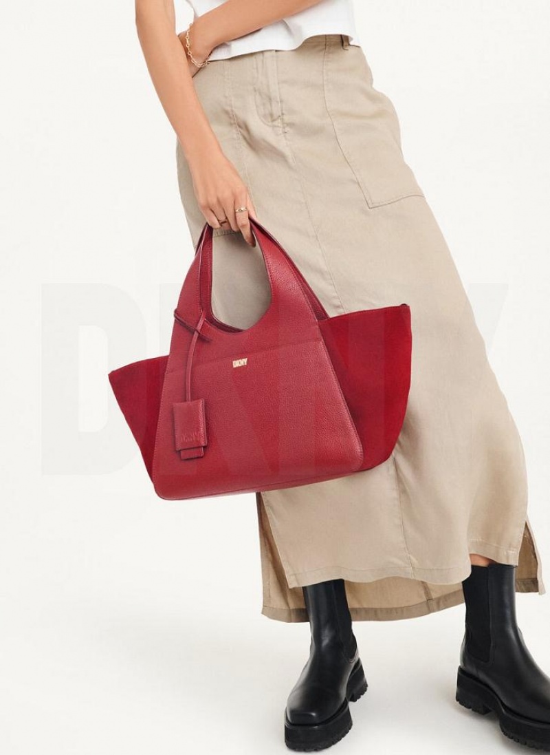 Red Women's DKNY The Medium Effortless Tote Bags | Australia-D1593