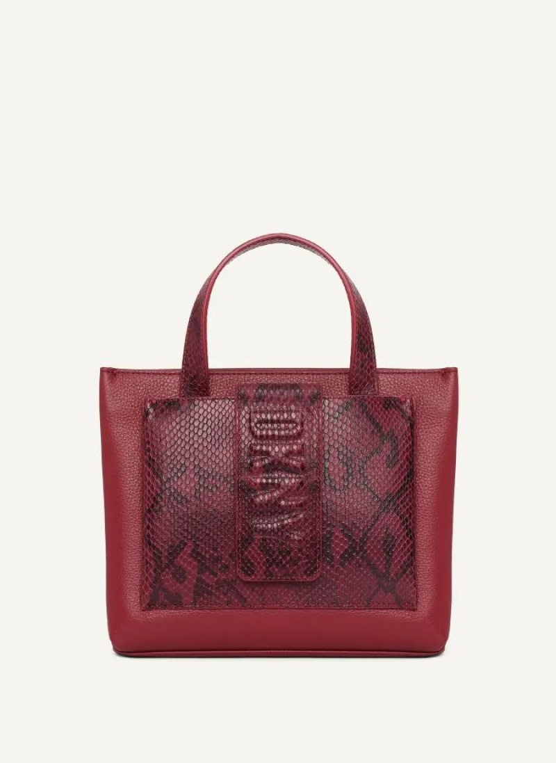 Red Women\'s DKNY Uptown Exotic Leather Small Tote Bags | Australia-D0823