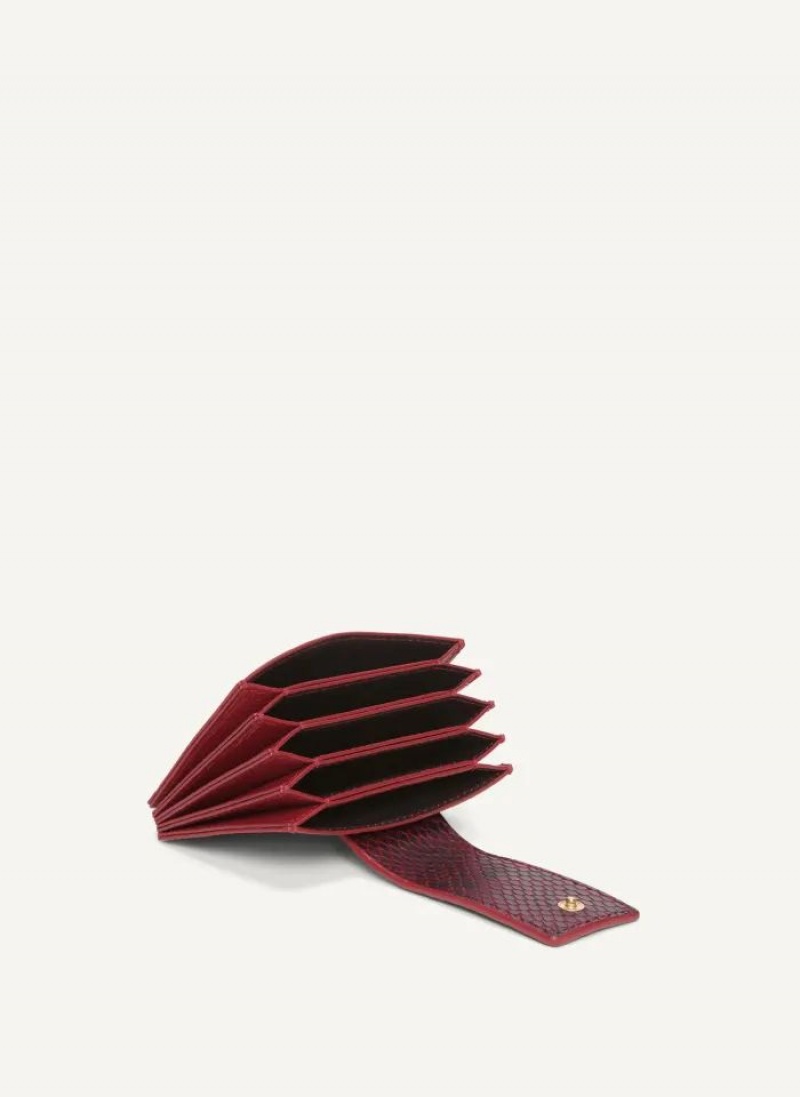 Red Women's DKNY Uptown Leather Card Case Wallets | Australia-D1133