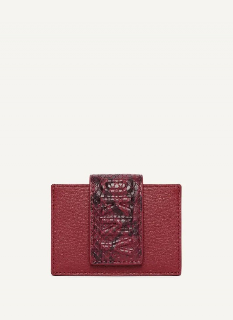 Red Women\'s DKNY Uptown Leather Card Case Wallets | Australia-D1133
