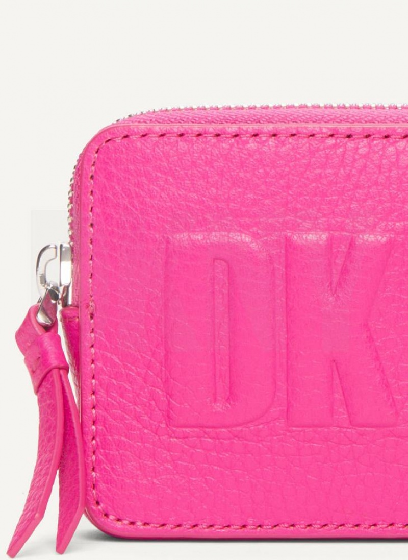Rose Purple Women's DKNY Keyfob Cardcase Raised Logo Wallets | Australia-D0176