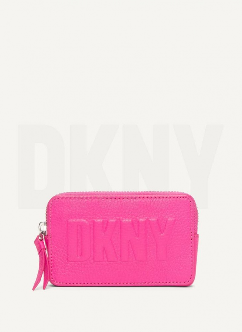 Rose Purple Women\'s DKNY Keyfob Cardcase Raised Logo Wallets | Australia-D0176
