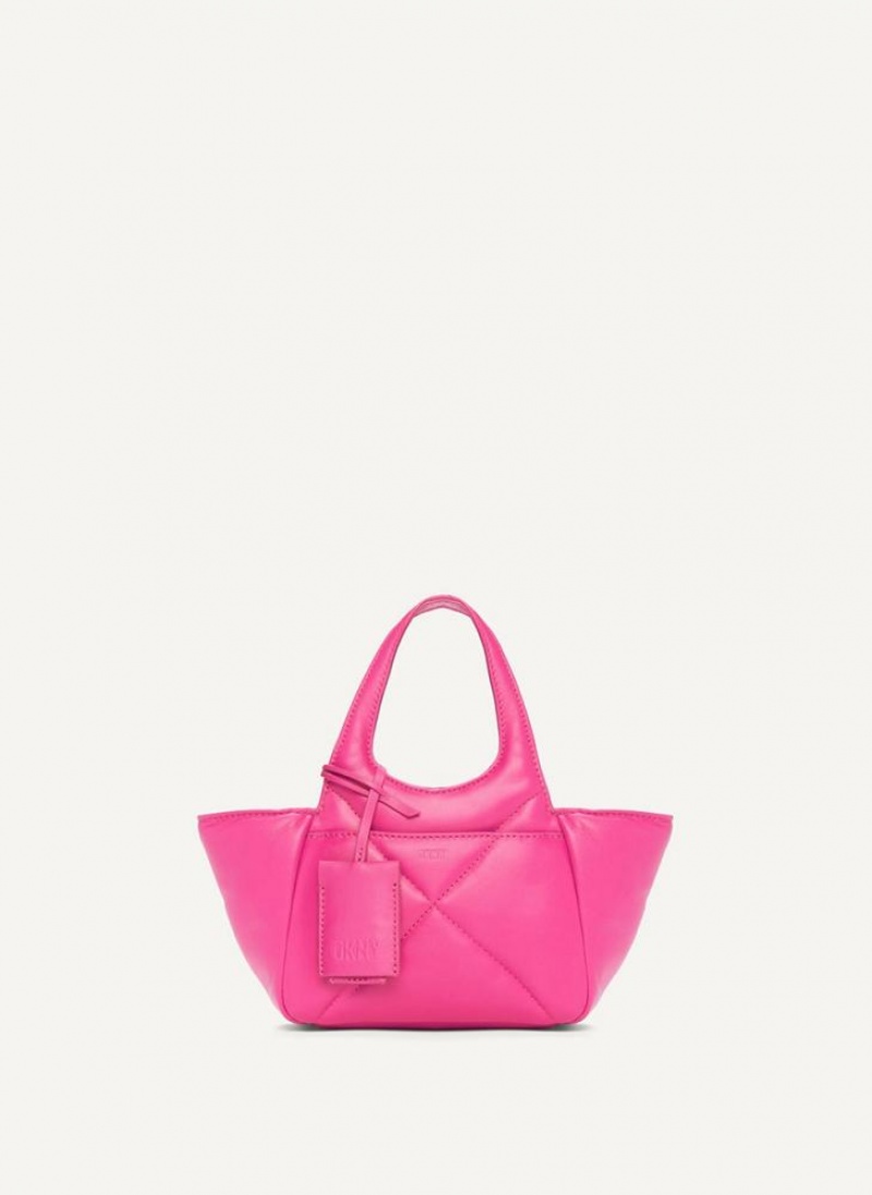 Rose Purple Women's DKNY The Mini Quilted Effortless Tote Bags | Australia-D0280