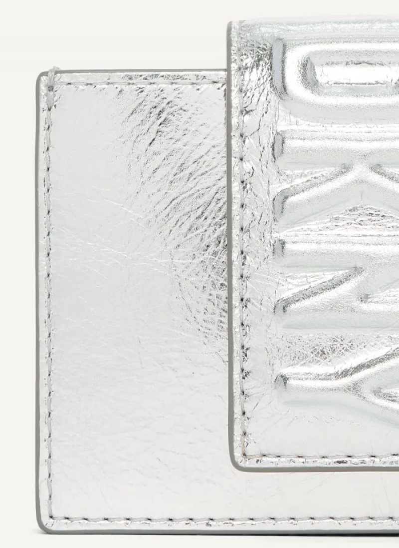 Silver Women's DKNY Uptown Leather Card Case Wallets | Australia-D0255