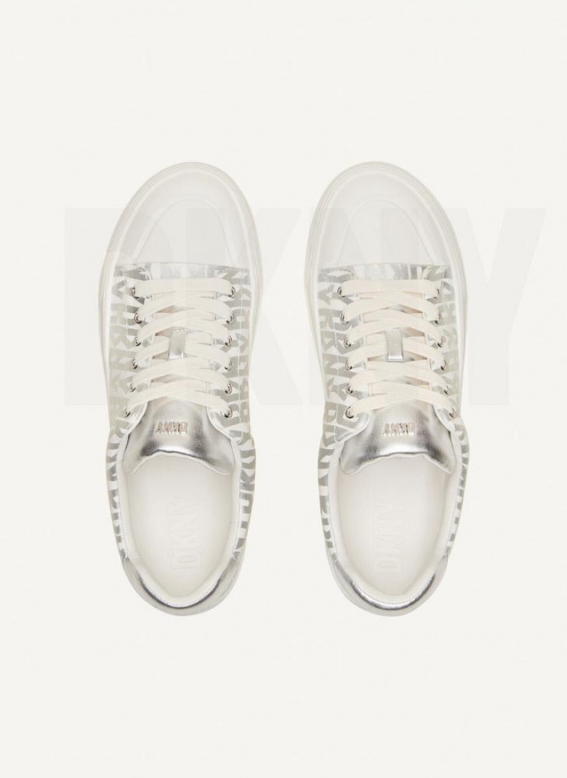 Silver Women's DKNY York Lace Up Sneakers | Australia-D0191