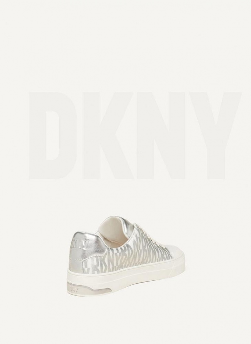 Silver Women's DKNY York Lace Up Sneakers | Australia-D0191