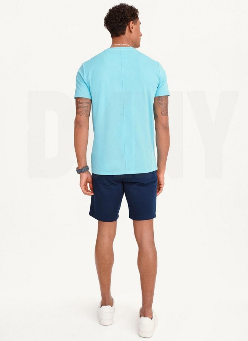 Turquoise Men's DKNY Cotton Poly Pique T Shirts | Australia-D0875