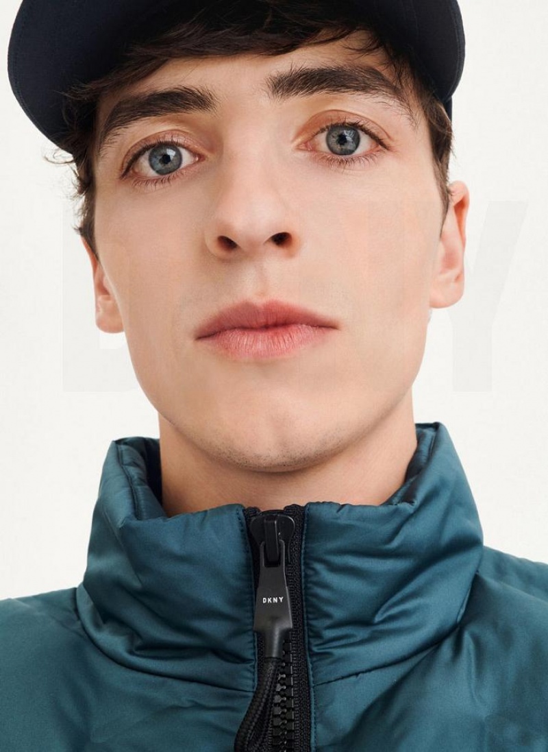 Turquoise Men's DKNY Quilted Bomber Jackets | Australia-D1806