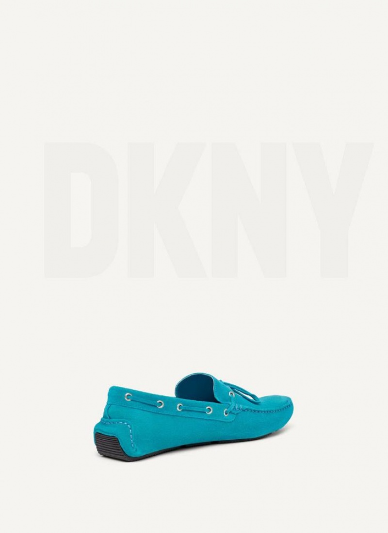 Turquoise Men's DKNY Suede Driver Moccasin Sneakers | Australia-D1891