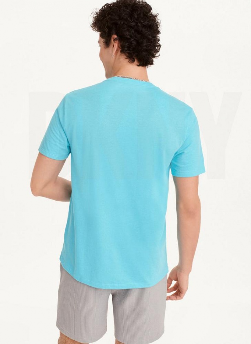 Turquoise Men's DKNY Water Reflection T Shirts | Australia-D1317