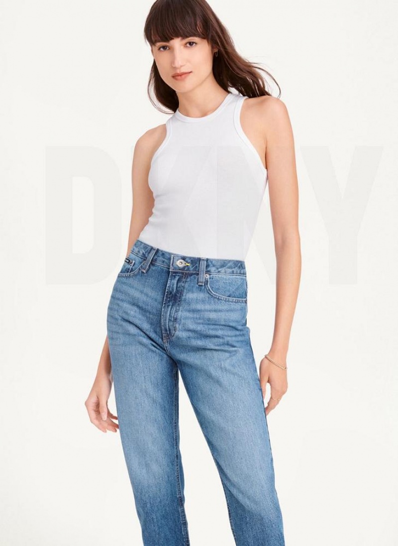 Wash Women's DKNY Broome Cropped Distressed Jeans | Australia-D1036