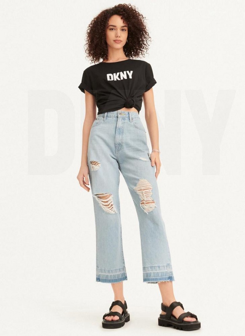 Wash Women's DKNY Kent High Rise Distressed Jeans | Australia-D1945