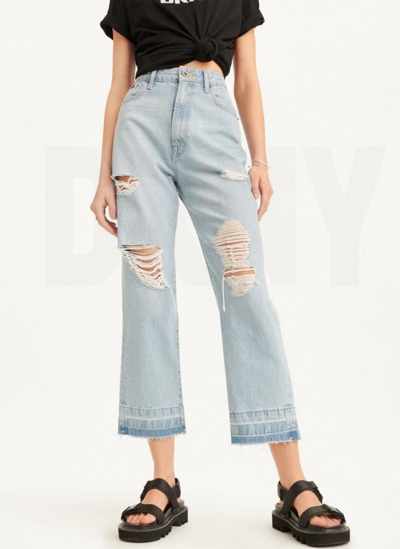 Wash Women's DKNY Kent High Rise Distressed Jeans | Australia-D1945