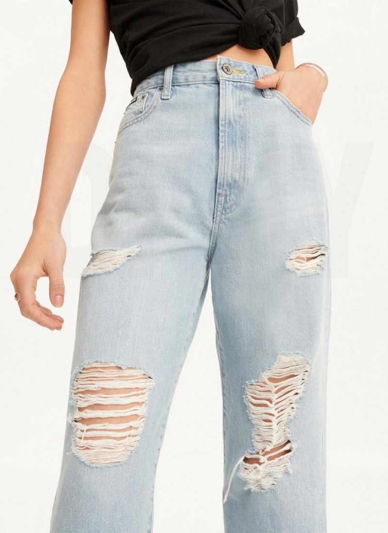Wash Women's DKNY Kent High Rise Distressed Jeans | Australia-D1945