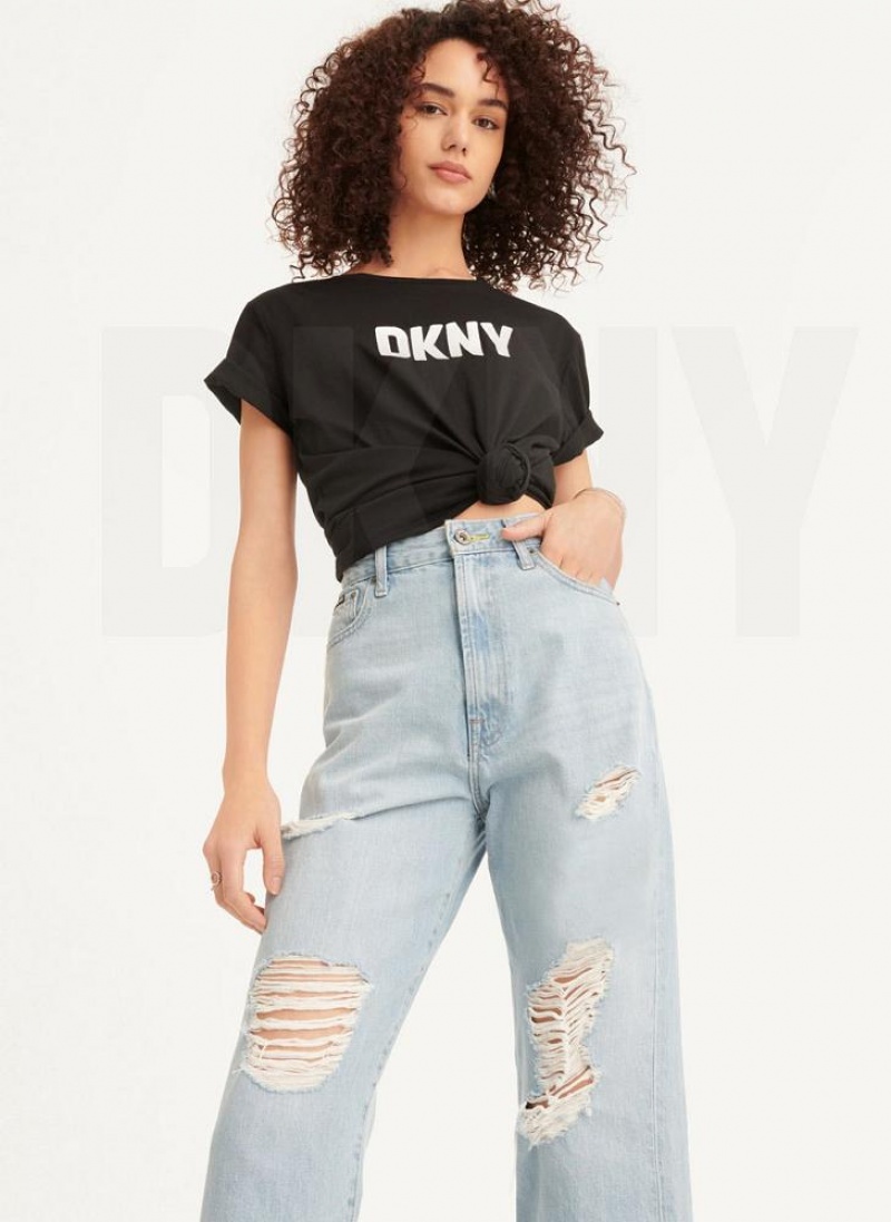 Wash Women's DKNY Kent High Rise Distressed Jeans | Australia-D1945