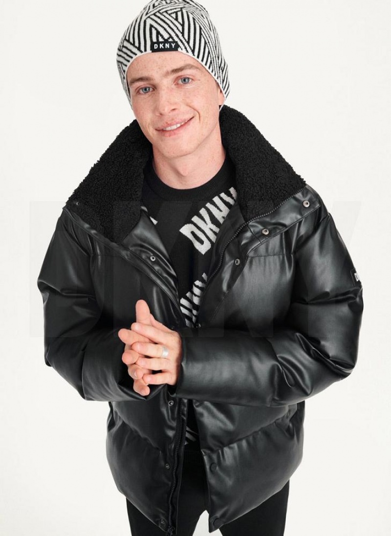 White Men's DKNY Allover Crosswalk Logo Beanie | Australia-D0519