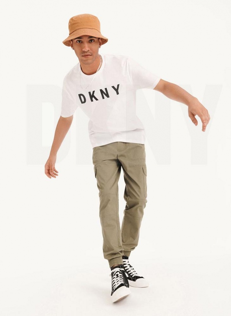 White Men's DKNY Classic Logo T Shirts | Australia-D1554