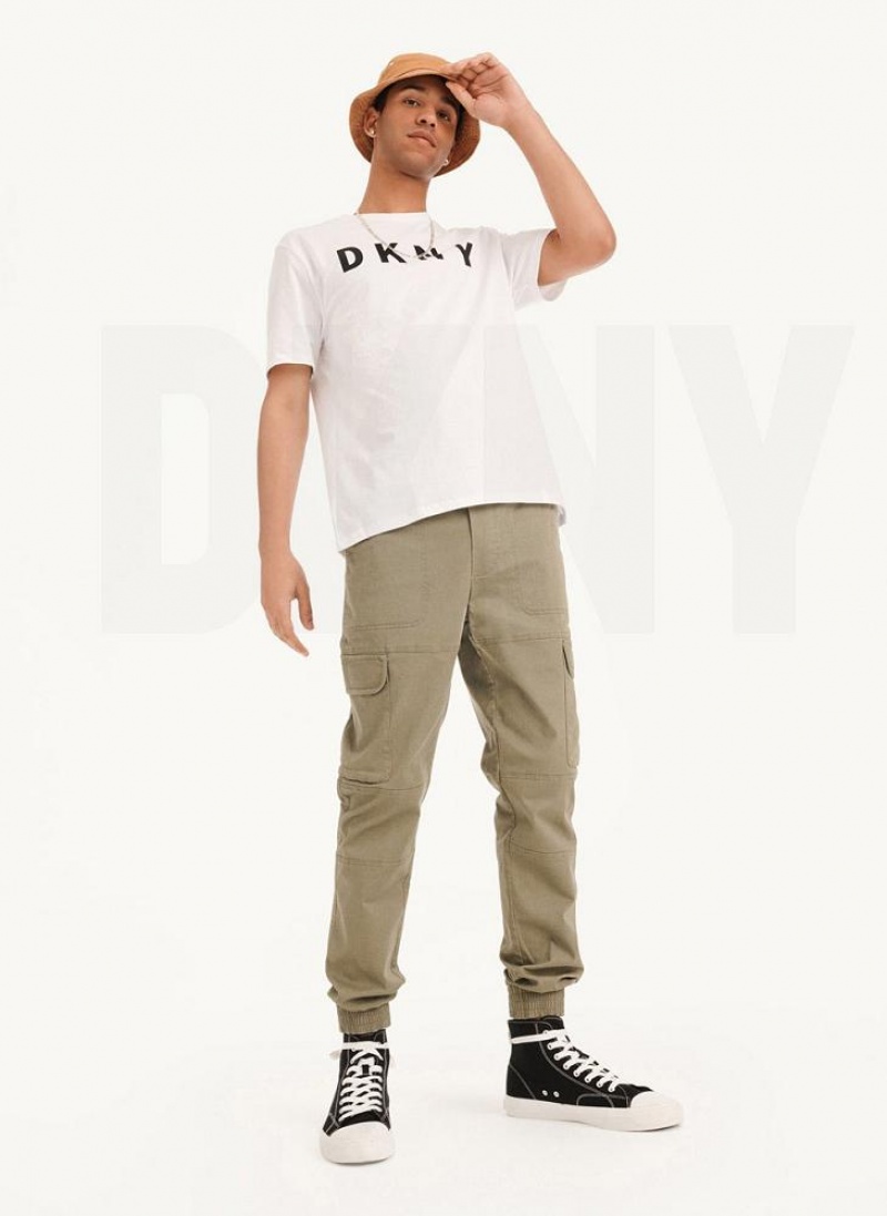 White Men's DKNY Classic Logo T Shirts | Australia-D1554