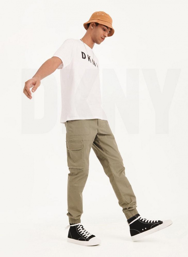 White Men's DKNY Classic Logo T Shirts | Australia-D1554