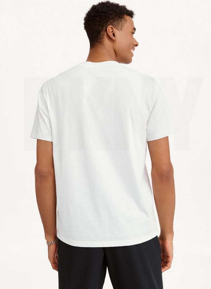 White Men's DKNY Debossed Logo T Shirts | Australia-D0163