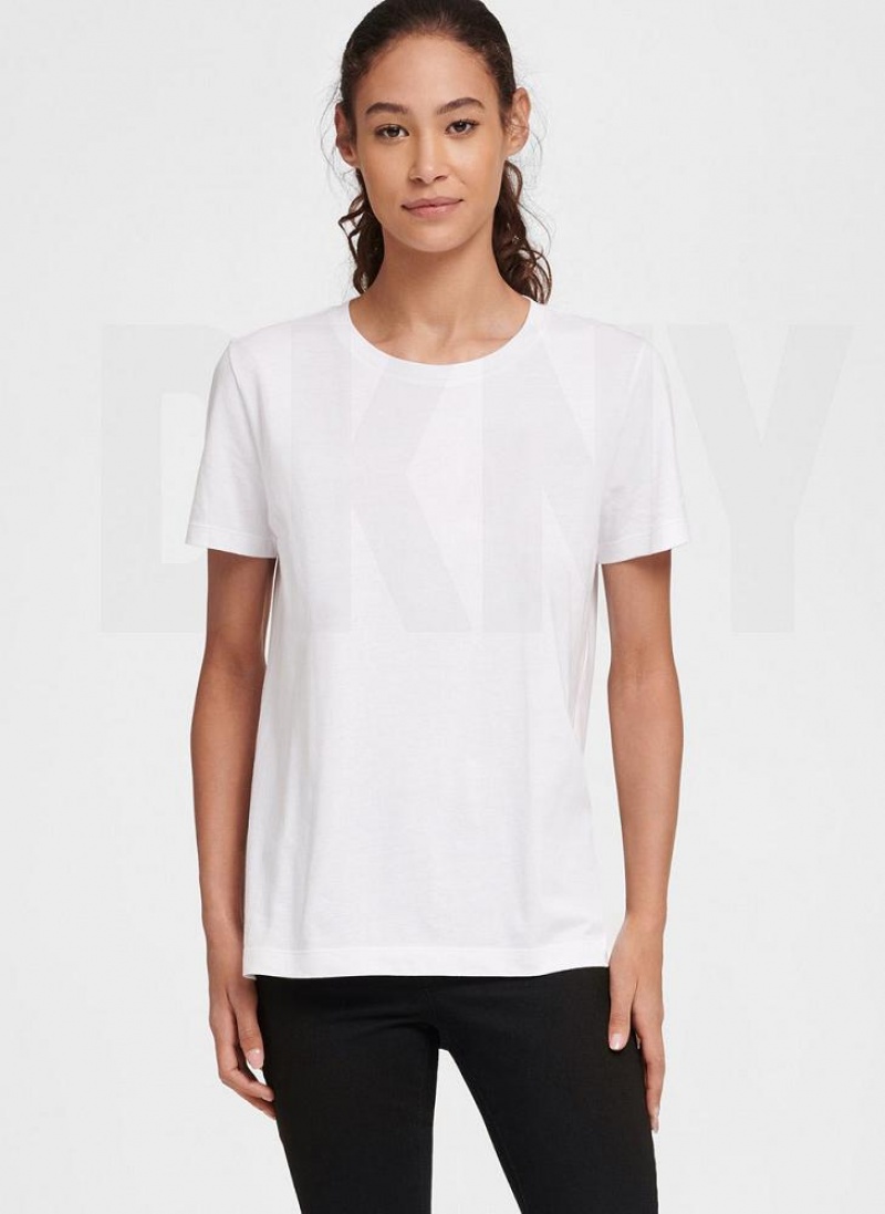 White Men's DKNY Essential T Shirts | Australia-D1876