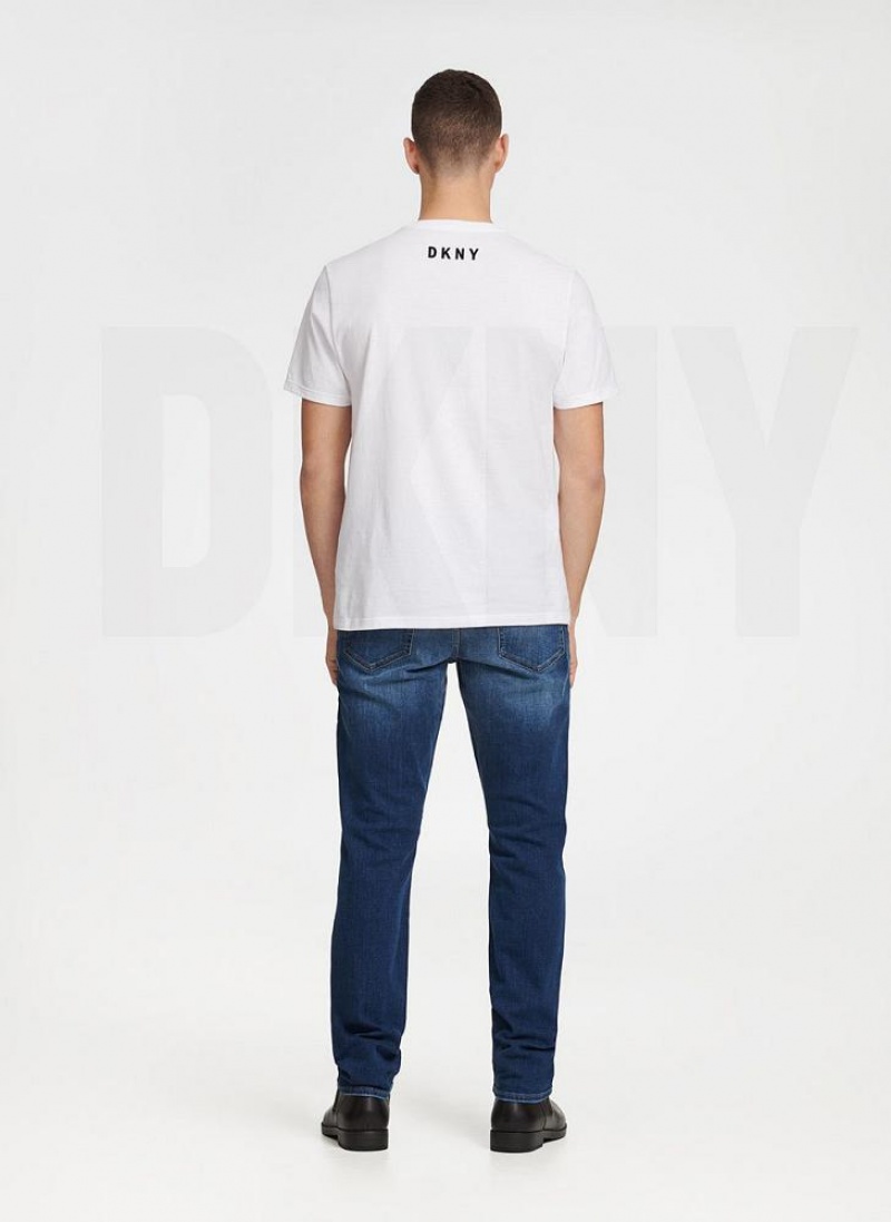 White Men's DKNY Essential T Shirts | Australia-D1876
