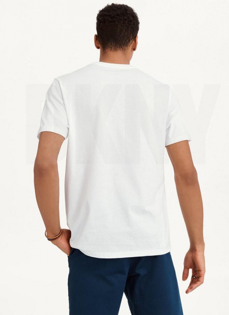 White Men's DKNY Reverse T Shirts | Australia-D0494