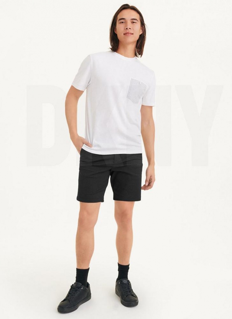 White Men's DKNY Short Sleeve Crew Contrast Pocket T Shirts | Australia-D0598