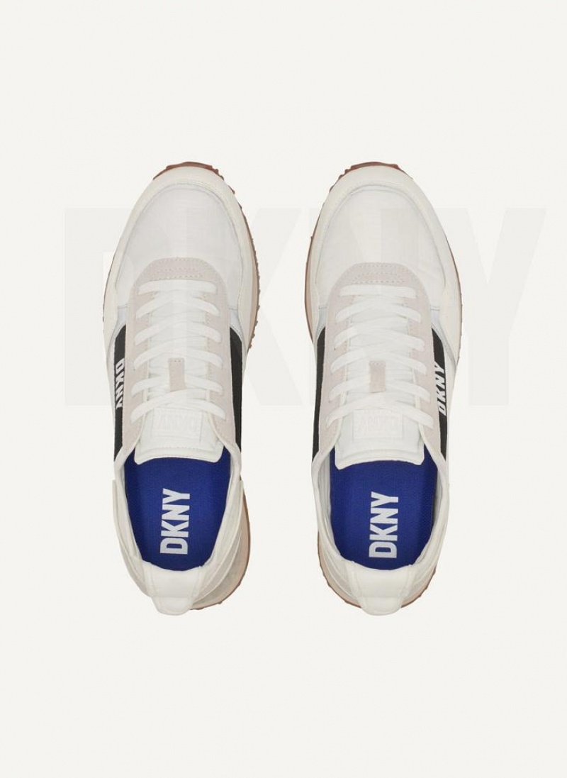 White Men's DKNY Side Logo Sneakers | Australia-D1295