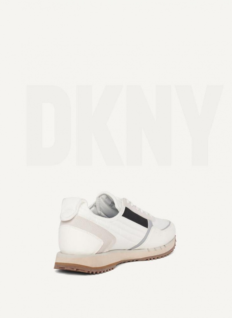 White Men's DKNY Side Logo Sneakers | Australia-D1295