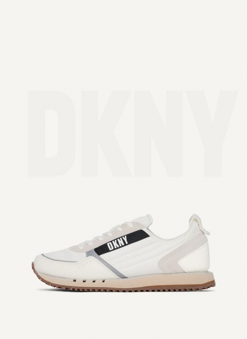 White Men\'s DKNY Side Logo Sneakers | Australia-D1295