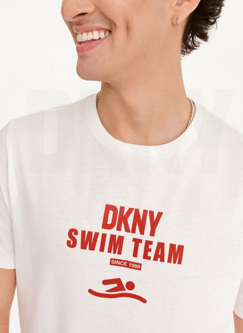 White Men's DKNY Swim Team T Shirts | Australia-D0475